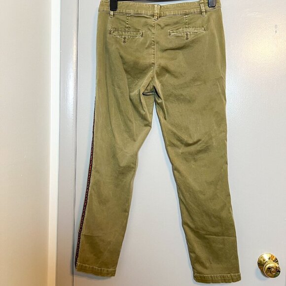 Chino by Anthropologie Robin Stripe Ankle Pants Olive Green Size 29 - Picture 5 of 6